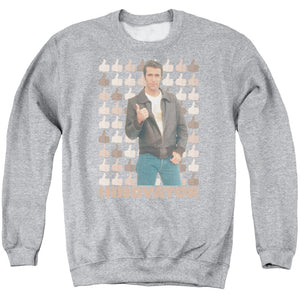AN OFFCIALLY LICENSED HAPPY DAYS INNOVATOR ADULT UNISEX CREWNECK SWEATSHIRT ATHLETIC HEATHER