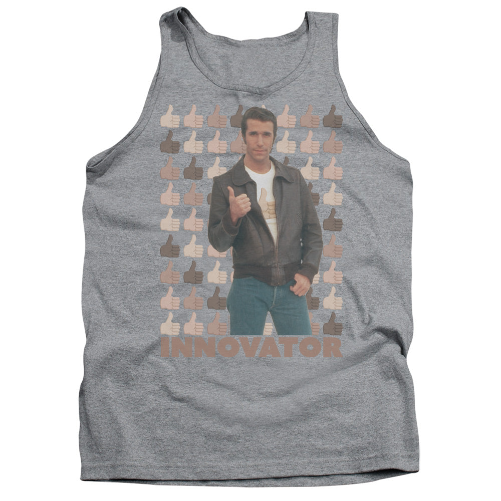 AN OFFCIALLY LICENSED HAPPY DAYS INNOVATOR ADULT UNISEX TANK TOP ATHLETIC HEATHER