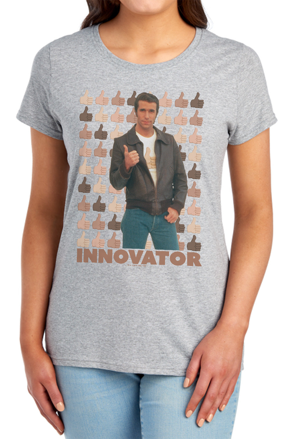 AN OFFCIALLY LICENSED HAPPY DAYS INNOVATOR WOMEN'S REGULAR FIT T-SHIRT ATHLETIC HEATHER