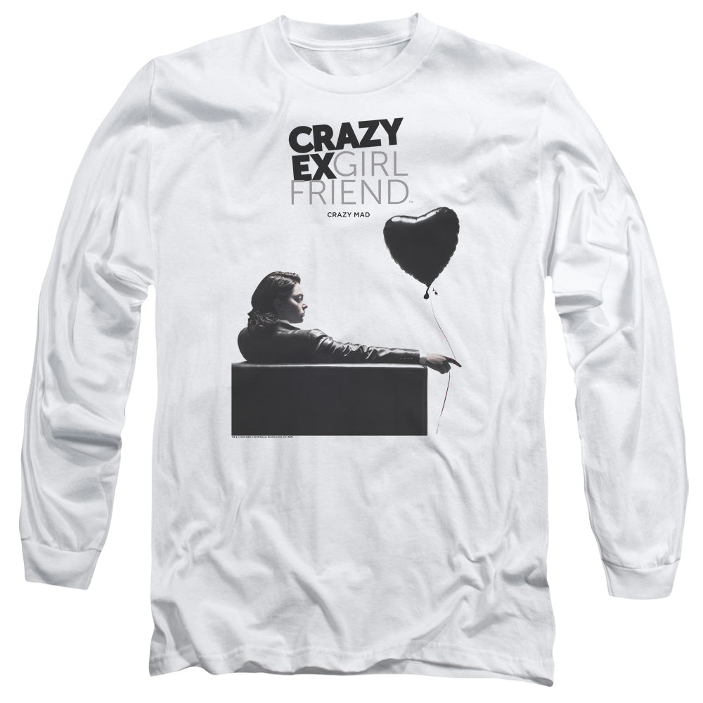 AN OFFCIALLY LICENSED CRAZY EX GIRLFRIEND CRAZY MAD MEN'S LONG SLEEVE T-SHIRT WHITE