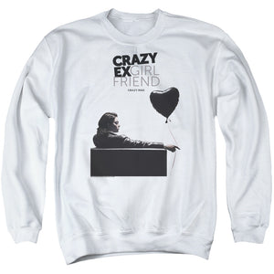 AN OFFCIALLY LICENSED CRAZY EX GIRLFRIEND CRAZY MAD ADULT UNISEX CREWNECK SWEATSHIRT WHITE