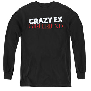 AN OFFCIALLY LICENSED CRAZY EX GIRLFRIEND CRAZY LOGO YOUTH LONG SLEEVE T-SHIRT BLACK