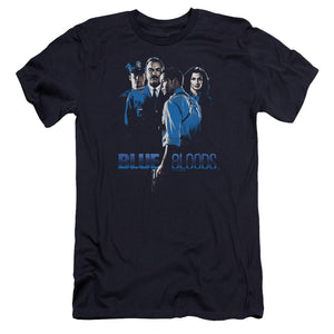 AN OFFCIALLY LICENSED BLUE BLOODS BLUE INVERTED MEN'S PREMIUM SLIM FIT T-SHIRT NAVY