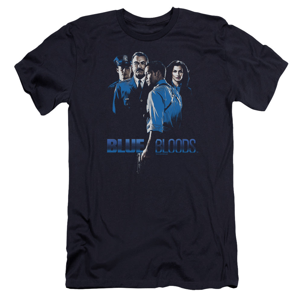 AN OFFCIALLY LICENSED BLUE BLOODS BLUE INVERTED MEN'S PREMIUM SLIM FIT T-SHIRT NAVY