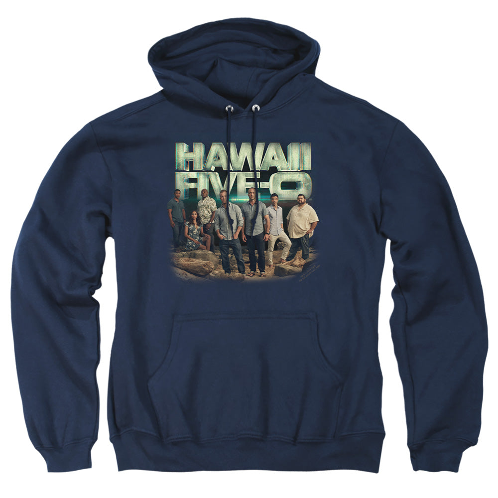 AN OFFCIALLY LICENSED HAWAII 5 0 CAST ADULT UNISEX PULLOVER HOODIE NAVY