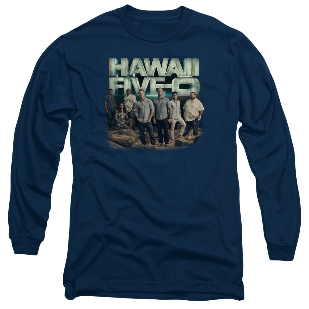 AN OFFCIALLY LICENSED HAWAII 5 0 CAST MEN'S LONG SLEEVE T-SHIRT NAVY