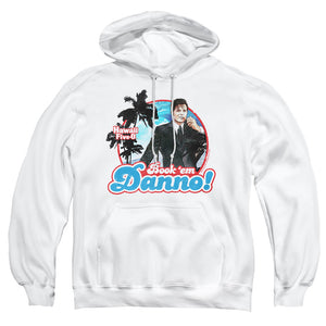 AN OFFCIALLY LICENSED HAWAII 5 0 BOOK EM DANNO ADULT UNISEX PULLOVER HOODIE WHITE