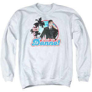 AN OFFCIALLY LICENSED HAWAII 5 0 BOOK EM DANNO ADULT UNISEX CREWNECK SWEATSHIRT WHITE