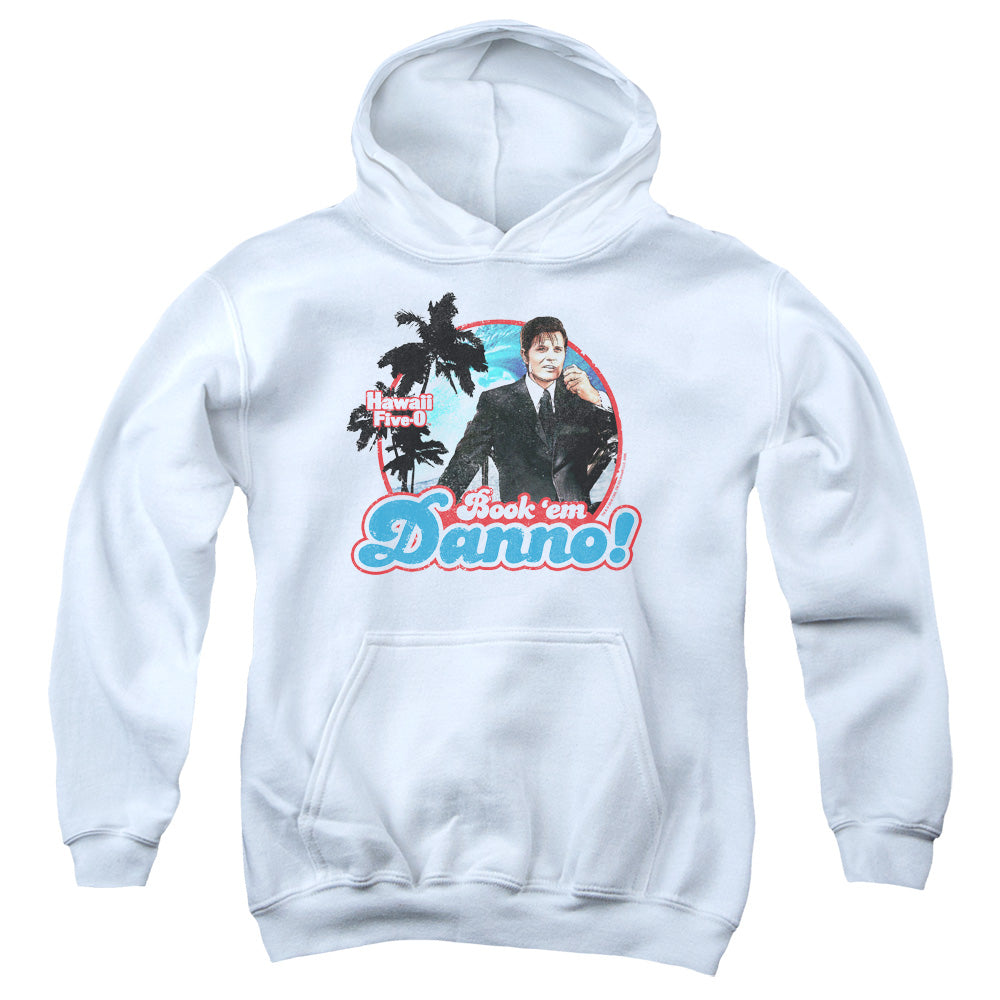 AN OFFCIALLY LICENSED HAWAII 5 0 BOOK EM DANNO YOUTH HOODIE WHITE