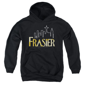 AN OFFCIALLY LICENSED FRASIER FRASIER LOGO YOUTH HOODIE BLACK