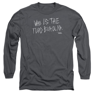 AN OFFCIALLY LICENSED AMERICAN VANDAL TURD BURGLAR MEN'S LONG SLEEVE T-SHIRT CHARCOAL