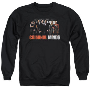 AN OFFCIALLY LICENSED CRIMINAL MINDS THE BRAIN TRUST ADULT UNISEX CREWNECK SWEATSHIRT BLACK