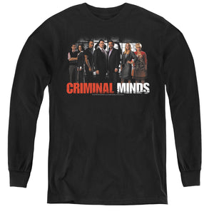 AN OFFCIALLY LICENSED CRIMINAL MINDS THE BRAIN TRUST YOUTH LONG SLEEVE T-SHIRT BLACK