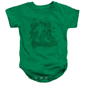 AN OFFCIALLY LICENSED LITTLE RASCALS THE GANG BABY BODYSUIT KELLY GREEN