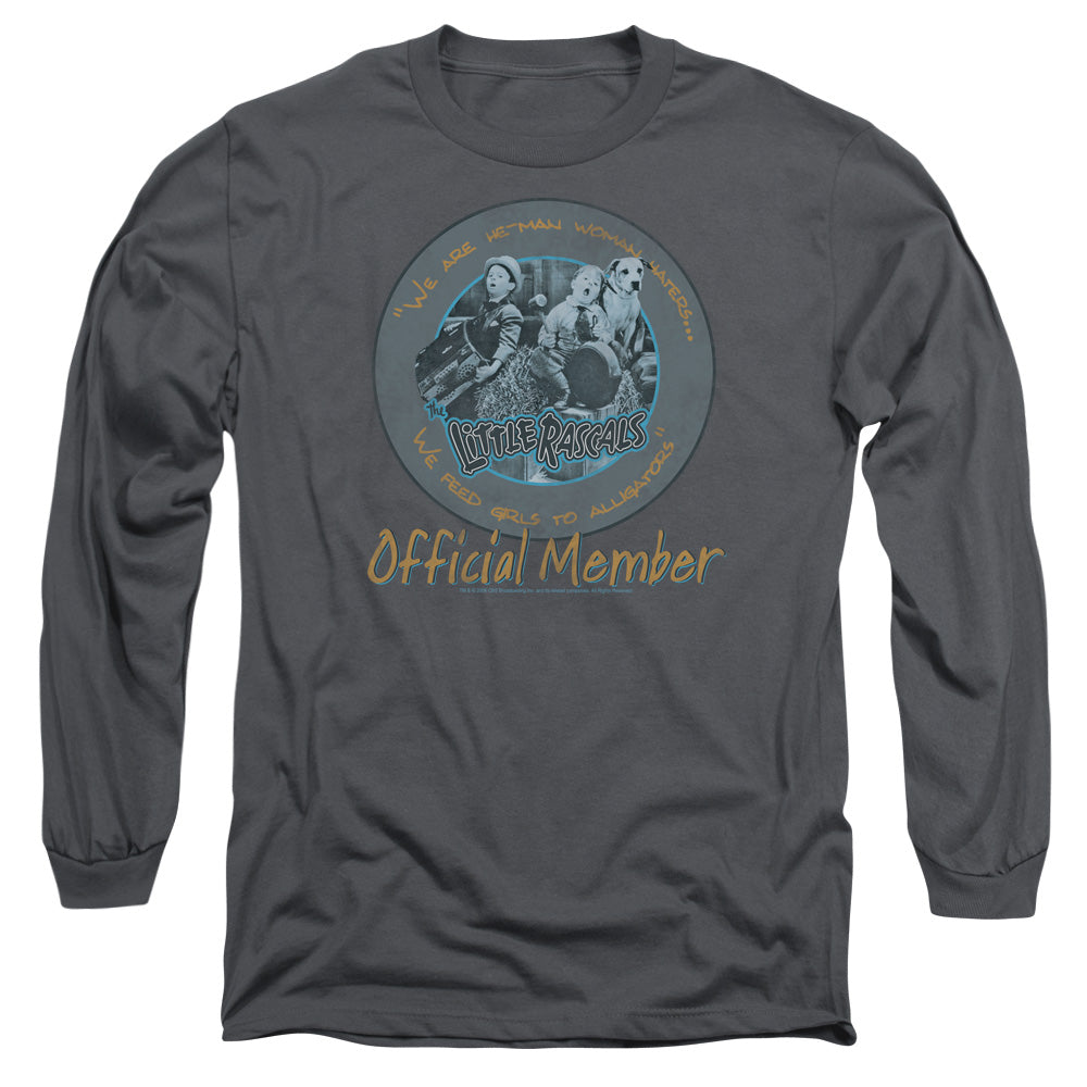 AN OFFCIALLY LICENSED LITTLE RASCALS HE MAN WOMAN HATERS MEN'S LONG SLEEVE T-SHIRT CHARCOAL