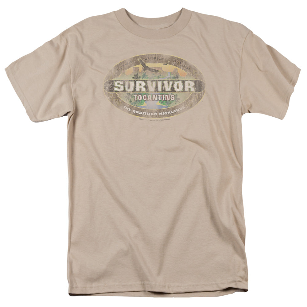 Survivor Tocantins Distressed Licensed Adult Unisex T-Shirt Regular Fit Tee