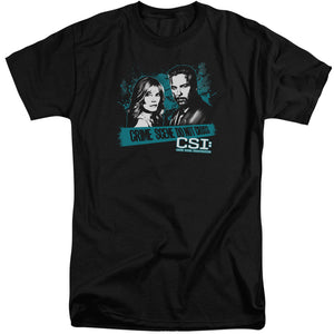 AN OFFCIALLY LICENSED CSI CROSS THE LINE MEN'S TALL FIT T-SHIRT BLACK