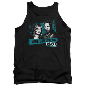 AN OFFCIALLY LICENSED CSI CROSS THE LINE ADULT UNISEX TANK TOP BLACK