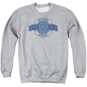 AN OFFCIALLY LICENSED CSI VEGAS BADGE ADULT UNISEX CREWNECK SWEATSHIRT ATHLETIC HEATHER
