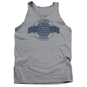 AN OFFCIALLY LICENSED CSI VEGAS BADGE ADULT UNISEX TANK TOP ATHLETIC HEATHER