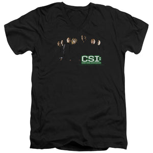 AN OFFCIALLY LICENSED CSI SHADOW CAST MEN'S V-NECK T-SHIRT BLACK