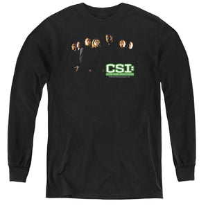 AN OFFCIALLY LICENSED CSI SHADOW CAST YOUTH LONG SLEEVE T-SHIRT BLACK