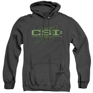 AN OFFCIALLY LICENSED CSI SKETCHY SHADOW ADULT UNISEX HEATHER PULLOVER HOODIE BLACK