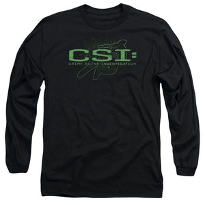 AN OFFCIALLY LICENSED CSI SKETCHY SHADOW MEN'S LONG SLEEVE T-SHIRT BLACK