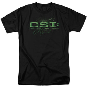 AN OFFCIALLY LICENSED CSI SKETCHY SHADOW MEN'S REGULAR FIT T-SHIRT BLACK