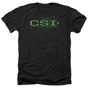 AN OFFCIALLY LICENSED CSI SKETCHY SHADOW MEN'S HEATHER T-SHIRT CHARCOAL