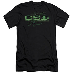 AN OFFCIALLY LICENSED CSI SKETCHY SHADOW MEN'S PREMIUM SLIM FIT T-SHIRT BLACK