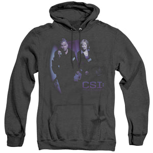 AN OFFCIALLY LICENSED CSI AT THE SCENE ADULT UNISEX HEATHER PULLOVER HOODIE BLACK