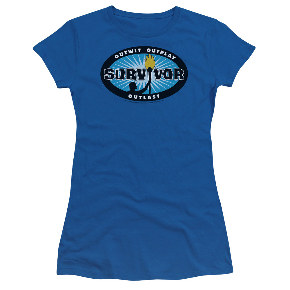 Survivor Blue Burst Licensed Women's T-Shirt Juniors MD-XL