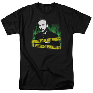 AN OFFCIALLY LICENSED CSI PEOPLE LIE MEN'S REGULAR FIT T-SHIRT BLACK