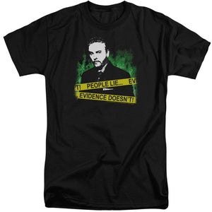 AN OFFCIALLY LICENSED CSI PEOPLE LIE MEN'S TALL FIT T-SHIRT BLACK