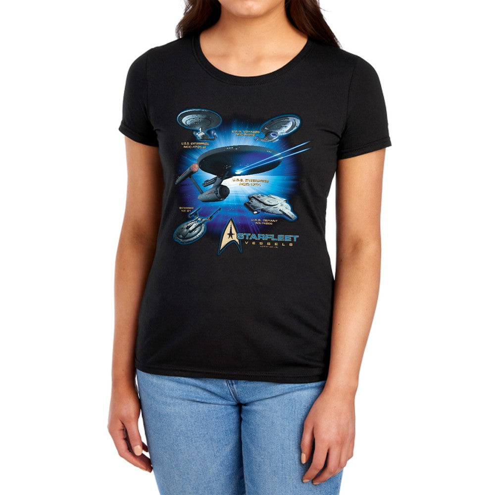 Star Trek Starfleet Vessels Licensed Women's T-Shirt Regular Fit LG