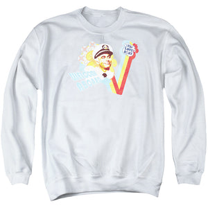 AN OFFCIALLY LICENSED LOVE BOAT WELCOME ABOARD ADULT UNISEX CREWNECK SWEATSHIRT WHITE