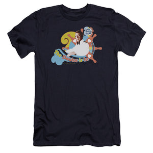 AN OFFCIALLY LICENSED LOVE BOAT THE DOCTOR IS IN MEN'S PREMIUM SLIM FIT T-SHIRT NAVY