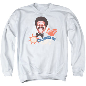 AN OFFCIALLY LICENSED LOVE BOAT SHAKE EM UP ADULT UNISEX CREWNECK SWEATSHIRT WHITE
