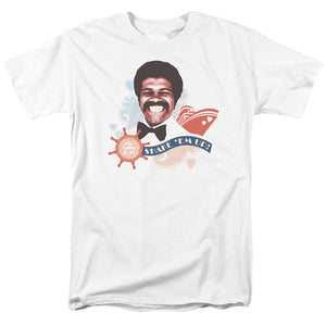 AN OFFCIALLY LICENSED LOVE BOAT SHAKE EM UP MEN'S REGULAR FIT T-SHIRT WHITE