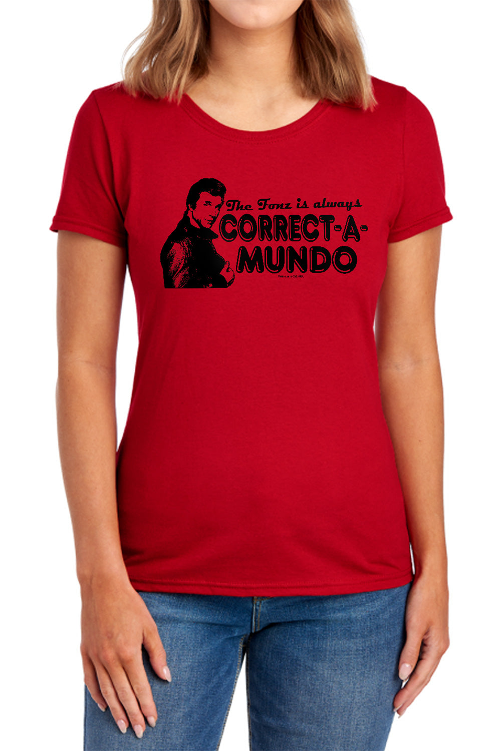 AN OFFCIALLY LICENSED HAPPY DAYS CORRECT A MUNDO WOMEN'S REGULAR FIT T-SHIRT RED