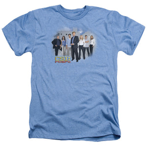 AN OFFCIALLY LICENSED CSI MIAMI CAST MEN'S HEATHER T-SHIRT LIGHT BLUE
