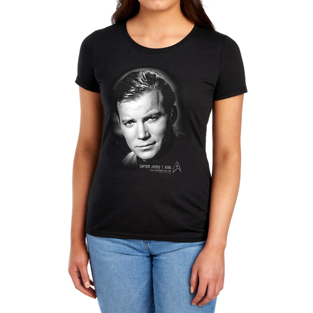 Star Trek Captain Kirk Portrait Licensed Women's T-Shirt Regular Fit LG
