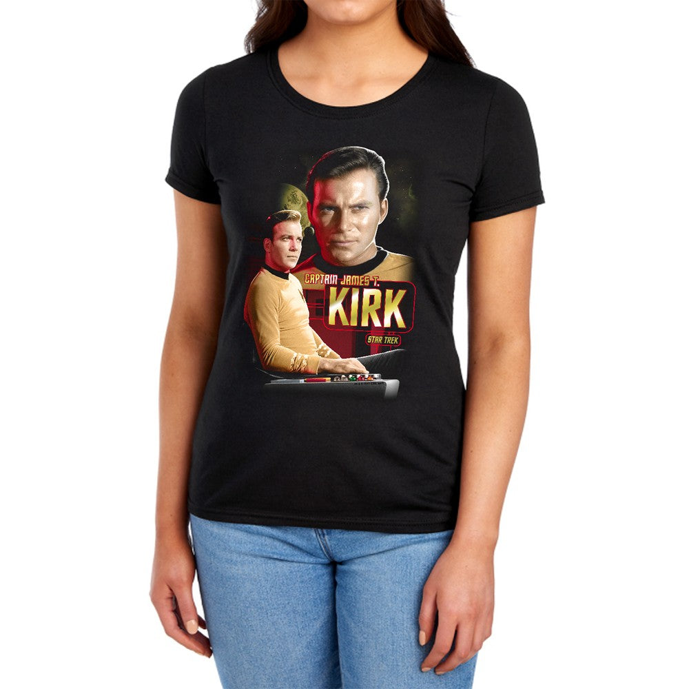 Star Trek Captain Kirk Licensed Women's T-Shirt Regular Fit LG