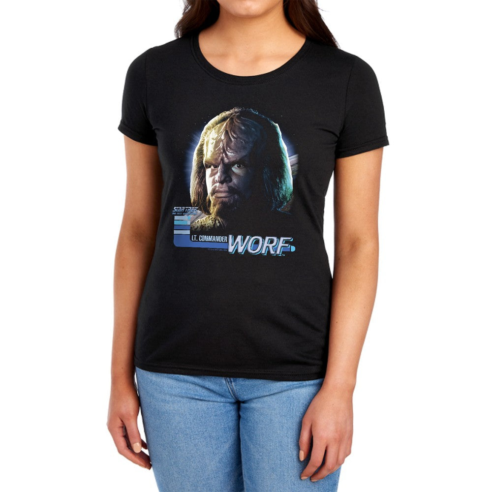 Star Trek Tng Worf Licensed Women's T-Shirt Regular Fit LG