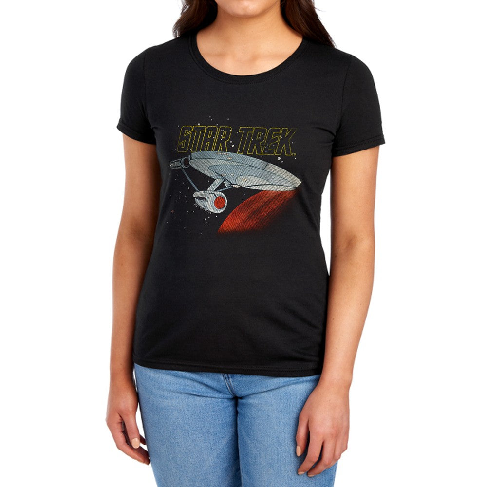 Star Trek Retro Enterprise Licensed Women's T-Shirt Regular Fit MD-XL