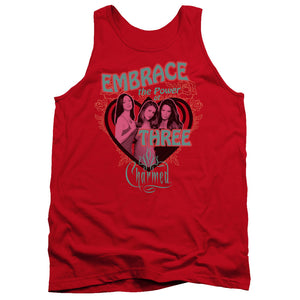 AN OFFCIALLY LICENSED CHARMED EMBRACE THE POWER ADULT UNISEX TANK TOP RED