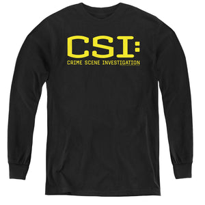 AN OFFCIALLY LICENSED CSI LOGO YOUTH LONG SLEEVE T-SHIRT BLACK