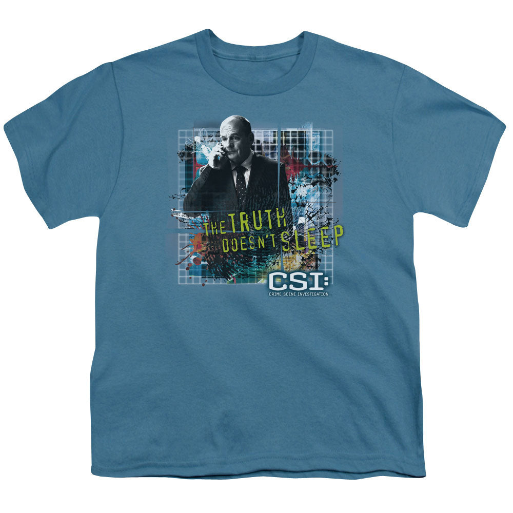 Csi Truth Doesnt Sleep Licensed Kid's T-Shirt (Ages 4-7) XL