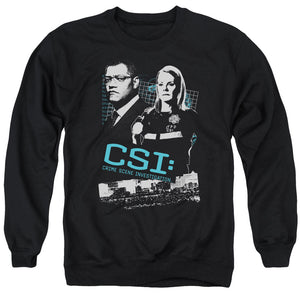 AN OFFCIALLY LICENSED CSI INVESTIGATE THIS ADULT UNISEX CREWNECK SWEATSHIRT BLACK